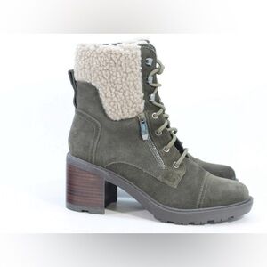 Marc Fisher Green Lansley Lace Up Heeled Booties Size 7M